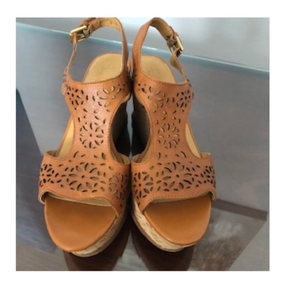 LEATHER Sandal Franco Sarto A-Flirt Wedge Sandals ~ NWOB ~ - Picture 7 of 8